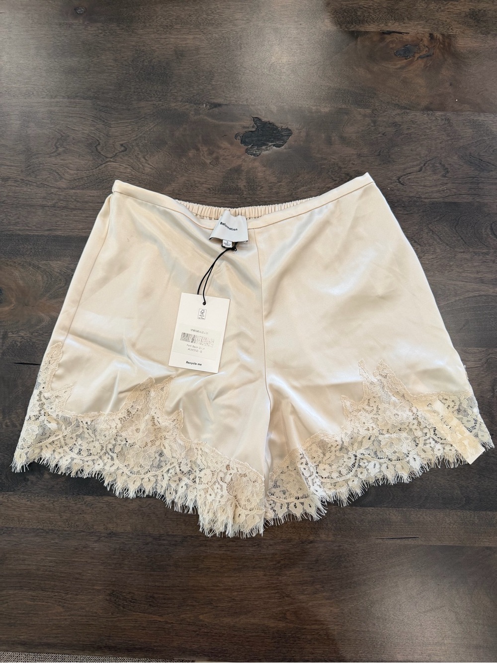 Reformation Cream Fern Satin Short